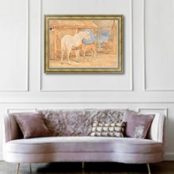 «Серая кобыла и Гнедой жеребенок» в интерьере гостиной в классическом стиле над диваном