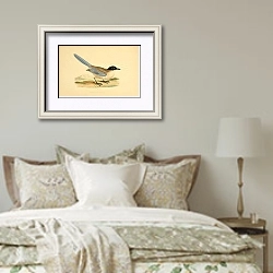 «Azure-Winged Magpie» в интерьере спальни в стиле прованс над кроватью
