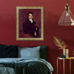 «Monsieur de Norvins, 1811-12» в интерьере спальни с акцентной стеной