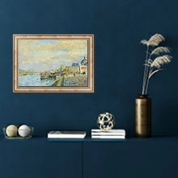 «Paris, péniches à quai» в интерьере в классическом стиле в синих тонах