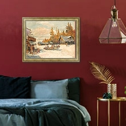 «Winter Sleigh Ride» в интерьере спальни с акцентной стеной