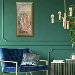 «The Birth of Venus» в интерьере в классическом стиле с зеленой стеной