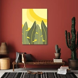 «Солнце среди листьев» в интерьере прихожей в этническом стиле с красной стеной