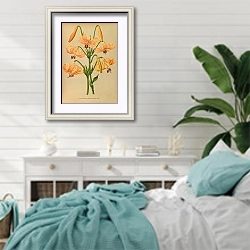 «Лилия семенниковая» в интерьере спальни в стиле прованс с голубыми деталями