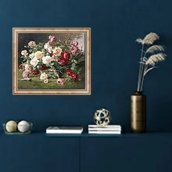 «Rosenstillleben» в интерьере в классическом стиле в синих тонах