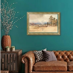 «Вайпуа» в интерьере гостиной с зеленой стеной над диваном