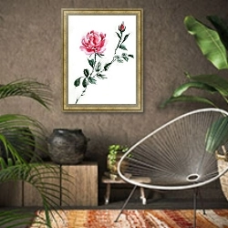 «Красная китайская роза 2» в интерьере комнаты в этническом стиле