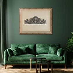 «Coal Grate for Fireplace» в интерьере зеленой гостиной над диваном