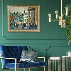 «На улице» в интерьере в классическом стиле с зеленой стеной