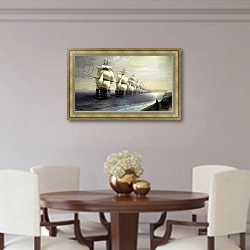 «Parade of the Black Sea Fleet in 1849, 1886» в интерьере столовой в классическом стиле