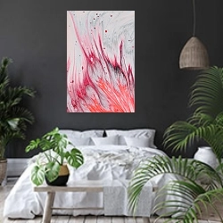 «Белое и розовое» в интерьере современной спальни с черными стенами