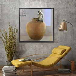 «Temple Monkey» в интерьере в стиле лофт с желтым креслом