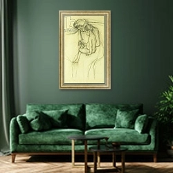«The Pedicure, c.1908» в интерьере зеленой гостиной над диваном