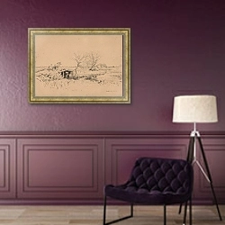 «The Pinsk Canal in Polesie I» в интерьере в классическом стиле в фиолетовых тонах