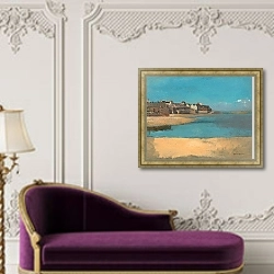 «Деревня на берегу моря в Бретани» в интерьере в классическом стиле над банкеткой