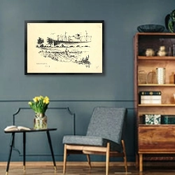 «Noordzeekanaal.» в интерьере гостиной в стиле ретро в серых тонах