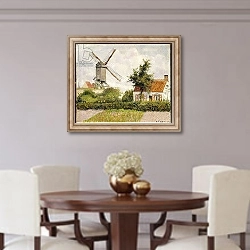 «Windmill at Knokke, Belgium, 1894» в интерьере столовой в классическом стиле