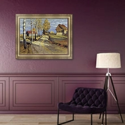 «Осенний пейзаж 9» в интерьере в классическом стиле в фиолетовых тонах