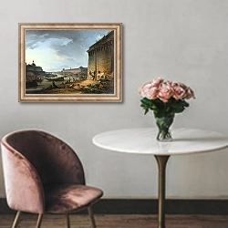 «View of Paris from the Embankment beneath the Pont Neuf» в интерьере в классическом стиле над креслом