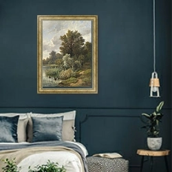 «Praterpartie» в интерьере классической спальни с темными стенами