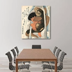 «Кайдомару борется с карпом в каскаде» в интерьере конференц-зала над столом для переговоров