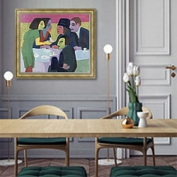 «Сцена в кафе» в интерьере классической кухни у двери