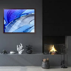 «Абстракция Волна 4» в интерьере гостиной в стиле минимализм с камином