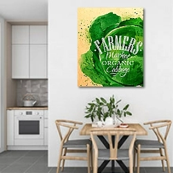 «Капуста с фермерского рынка» в интерьере кухни в светлых тонах над обеденным столом