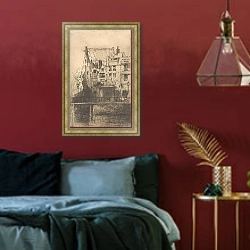 «Oudezijds Kolk in Amsterdam» в интерьере спальни с акцентной стеной