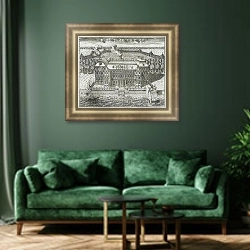 «Дом святейшего князя Меньшикова» в интерьере зеленой гостиной над диваном