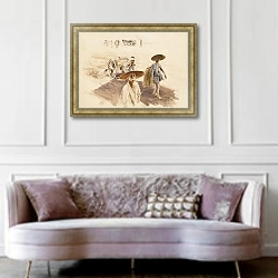 «A Watering Cart» в интерьере гостиной в классическом стиле над диваном