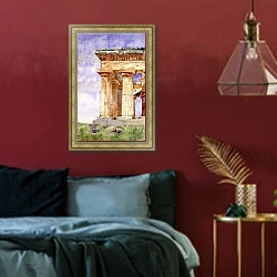 «Temple of Neptune, Paestum» в интерьере спальни с акцентной стеной