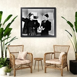 «Crawford, Joan (Women, The)» в интерьере комнаты в стиле ретро с плетеными креслами
