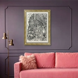 «St. Jerome in the Cave» в интерьере гостиной с розовым диваном
