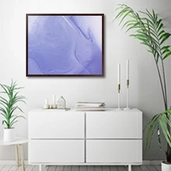 «Abstract azure and blue ink art 6» в интерьере светлой минималистичной гостиной над комодом