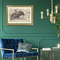 «Ворона» в интерьере в классическом стиле с зеленой стеной