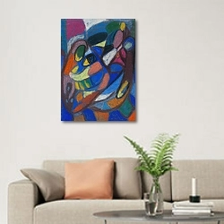 «Композиция» в интерьере современной светлой гостиной над диваном