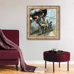 «Thomas Coram The Sailor Who Gave Away a Fortune» в интерьере гостиной в бордовых тонах
