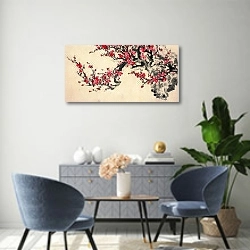 «Живопись в китайском стиле 10» в интерьере современной гостиной над комодом