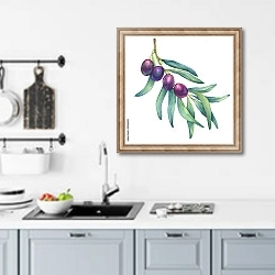 «Четыре спелые оливки на ветке» в интерьере кухни над мойкой