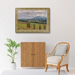 «A Landscape with Sheaves of Corn» в интерьере в классическом стиле над комодом