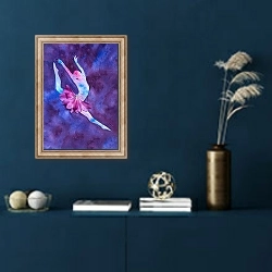 «Силуэт балерины в пачке-цветке» в интерьере в классическом стиле в синих тонах