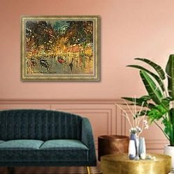 «Большие бульвары, Ришелье-Друо» в интерьере классической гостиной над диваном