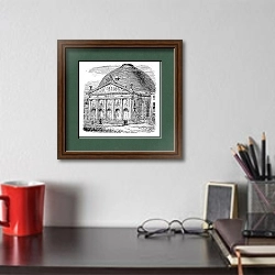 «Saint Hedwig Cathedral, Germany, vintage engraving» в интерьере кабинета над письменным столом