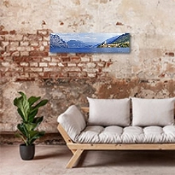 «Панорама озера Гарда с Мальчизене» в интерьере современной гостиной в стиле лофт