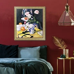 «Roses and Oranges» в интерьере спальни с акцентной стеной