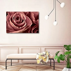 «Бледно-розовая роза макро» в интерьере современной прихожей в розовых тонах