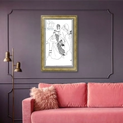 «'The Repentance of Mrs...', illustration from 'The Yellow Book', c.1896» в интерьере гостиной с розовым диваном