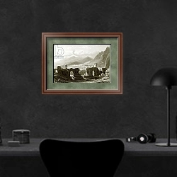 «Taormina» в интерьере кабинета в черных цветах над столом
