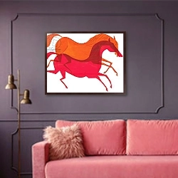 «Horses, 2008,» в интерьере гостиной с розовым диваном
